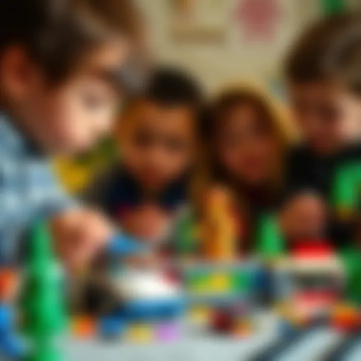 Children engaged in imaginative play with Lego set