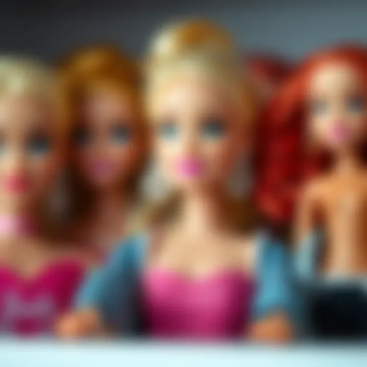 A close-up of affordable Barbie dolls available on the market.