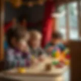 Children engaged in creative play activities at a playhouse.