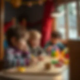 Children engaged in creative play activities at a playhouse.