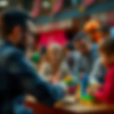 Parents observing children participating in group activities.