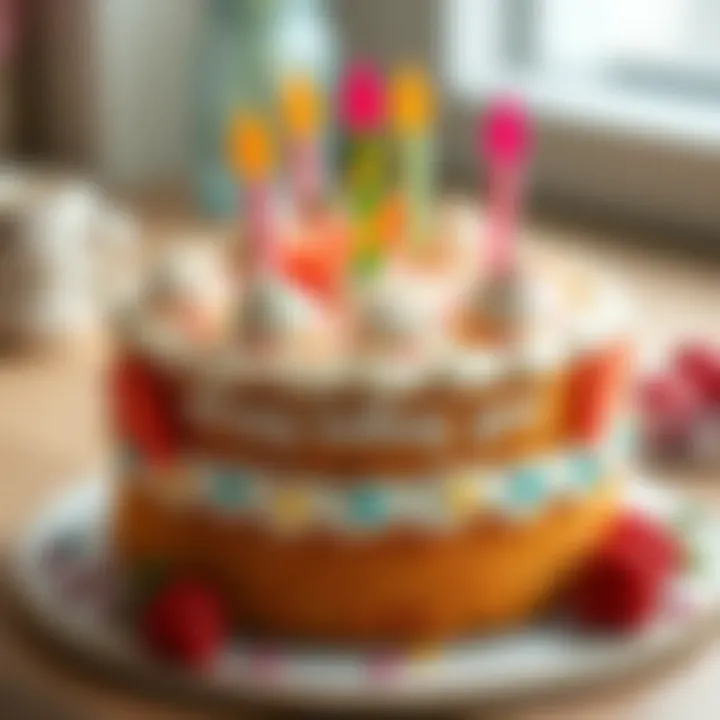 Allergy-Safe Birthday Cake A beautifully crafted allergy-friendly cake, decorated in a way that appeals to children while ensuring safety for those with dietary restrictions.