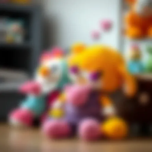 Colorful plush toys that stimulate sensory development