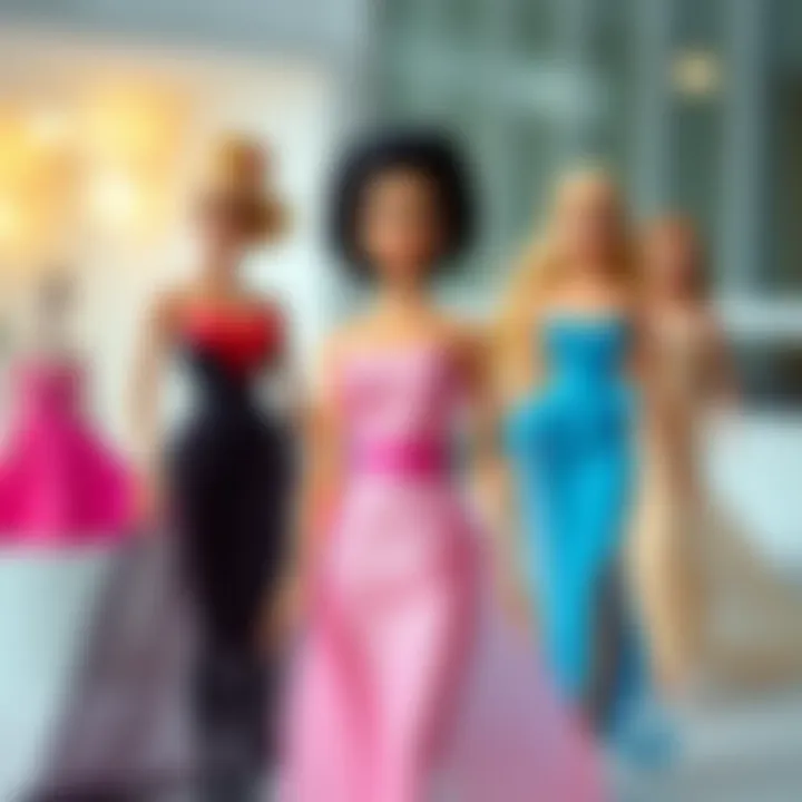 A collection of modern Barbie dresses reflecting contemporary styles.