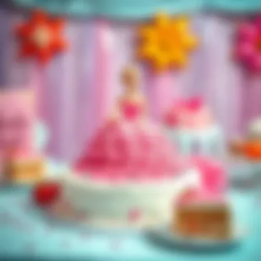 A beautifully decorated Barbie cake displayed at a festive celebration