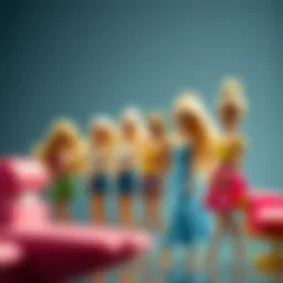 Illustration of the evolution of Barbie cartoon characters across different eras