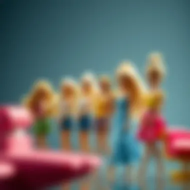 Illustration of the evolution of Barbie cartoon characters across different eras
