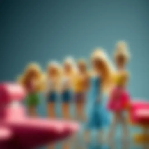 Illustration of the evolution of Barbie cartoon characters across different eras