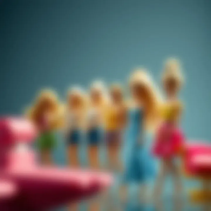Illustration of the evolution of Barbie cartoon characters across different eras
