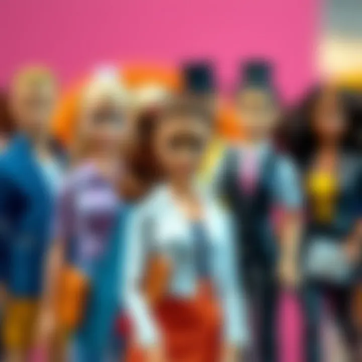 Diverse Barbie characters showcasing various themes and professions