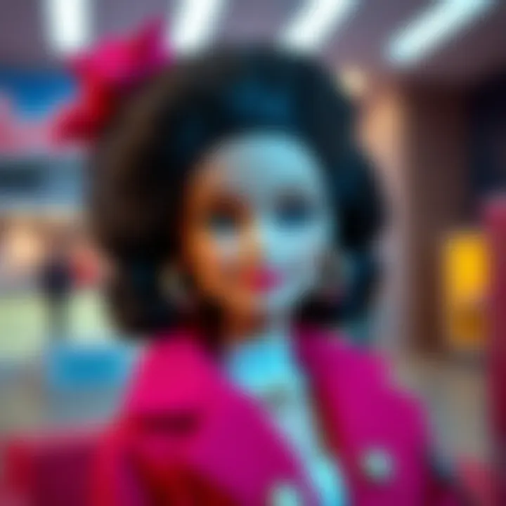 A meticulous design showcase of the Barbie doll highlighting its iconic fashion.