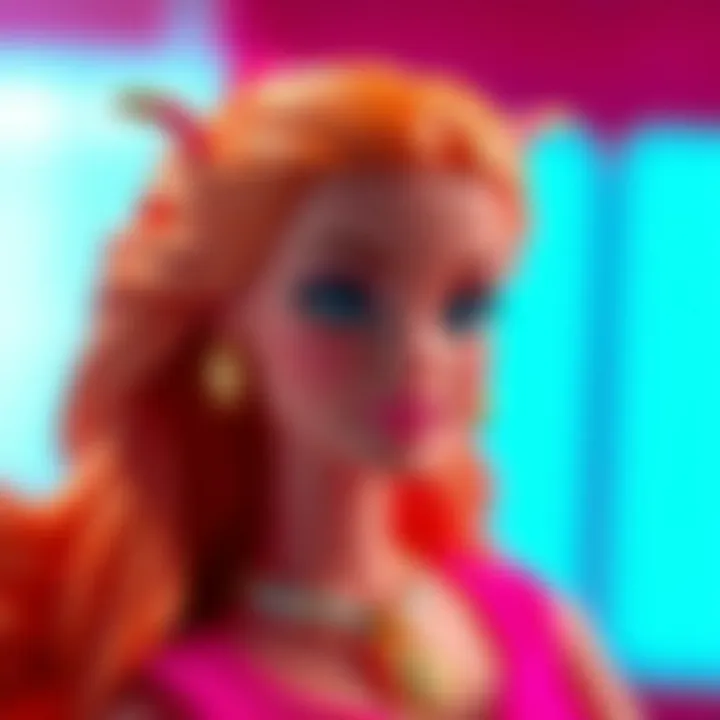 Close-up of Barbie's iconic character design