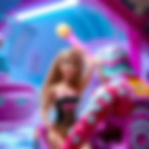 A vibrant scene showcasing Barbie's diverse world