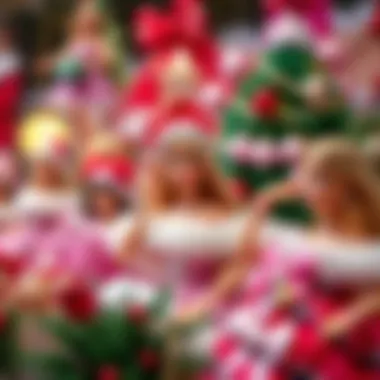 A vibrant display of the Barbie Holiday Doll in a festive setting