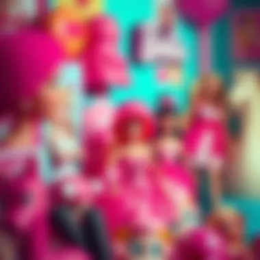 A vibrant display of Barbie pink toys in a playful setting.