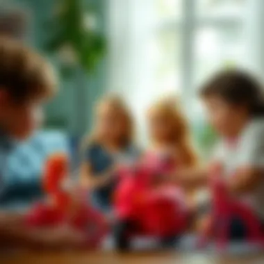Children engaging with Barbie toys in a playful setting