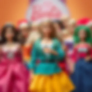 Colorful Barbie dolls showcasing different characters