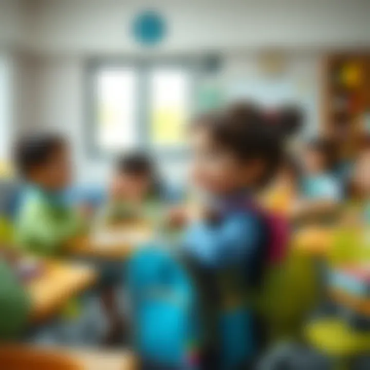 Children happily using Barbili school bag in a classroom setting