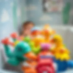 Colorful bath toys promoting creativity