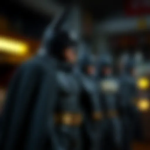 A detailed illustration of the Batman costume evolution over the decades.