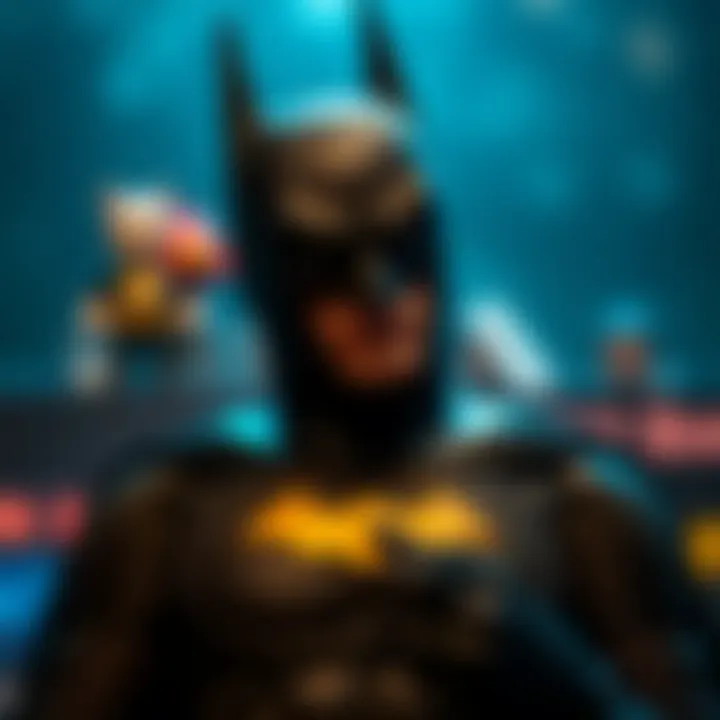 An artistic representation highlighting the cultural impact of the Batman character in popular media.