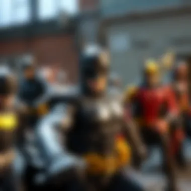 Batman and his allies in action