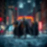 Conceptual illustration of Gotham City highlighting teamwork among superheroes