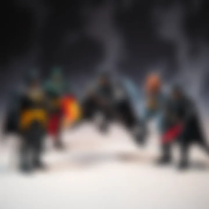 Dynamic portrayal of Batman and his allies showcasing their unique powers