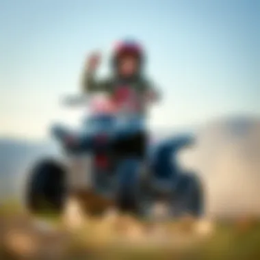 Child riding a battery-powered ATV