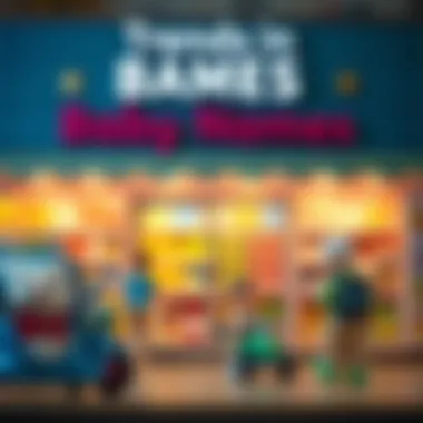 An infographic depicting trends in baby store names