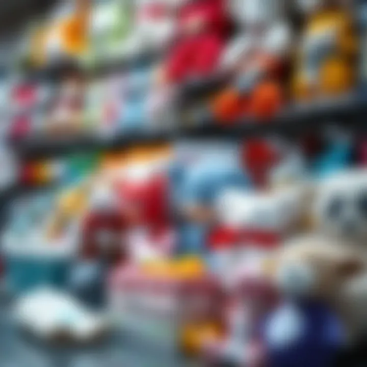 A curated display of baby products showcasing various store names