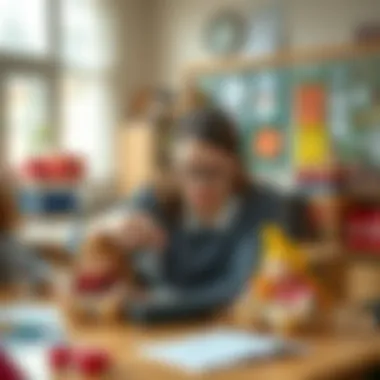 An educator demonstrating the educational aspects of Belis dolls in a classroom