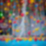 Colorful toys raining down during the event