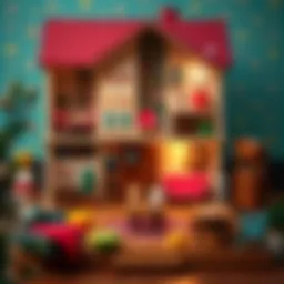 Colorful big dollhouse with diverse furniture