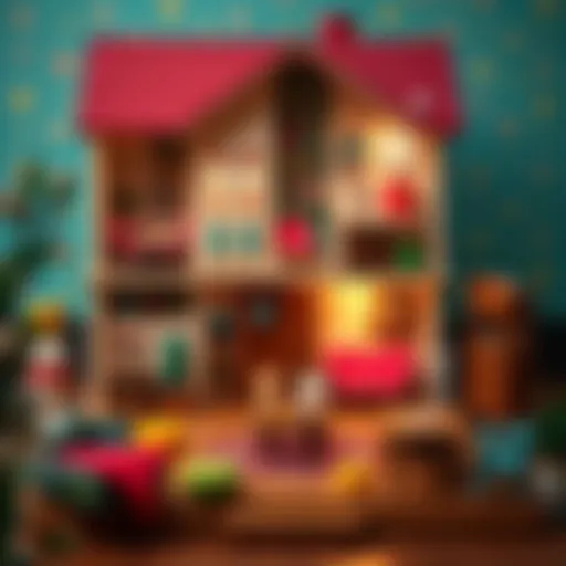 Colorful big dollhouse with diverse furniture