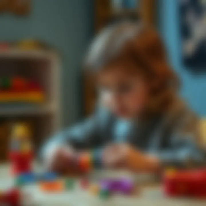 Child engaged in creative play with bracelet making set