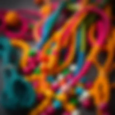 Colorful beads and strings for bracelet making