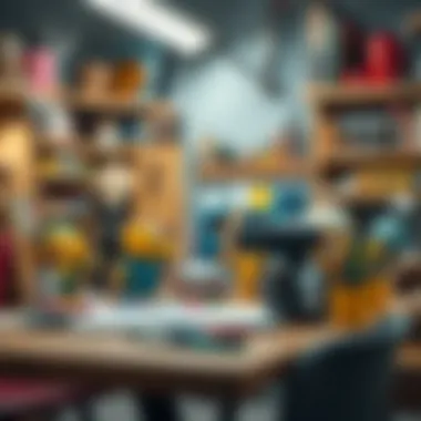 A creative workspace filled with crafting tools