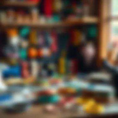 A vibrant workspace set up for making bracelets