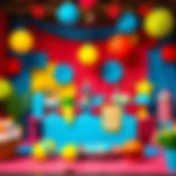 Colorful Bluey-themed party decorations