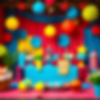 Colorful Bluey-themed party decorations