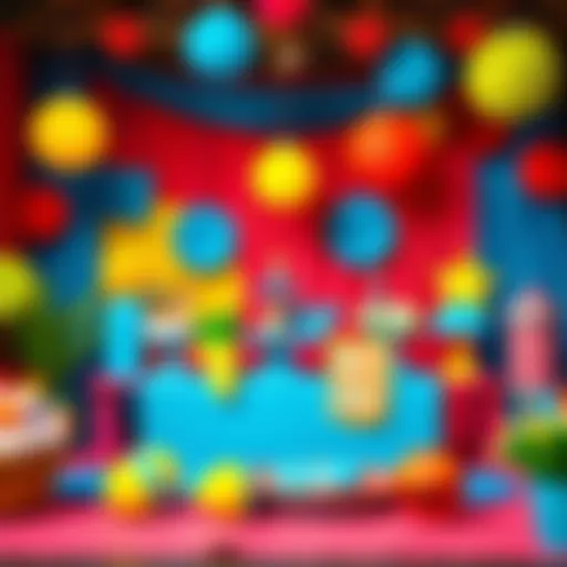 Colorful Bluey-themed party decorations