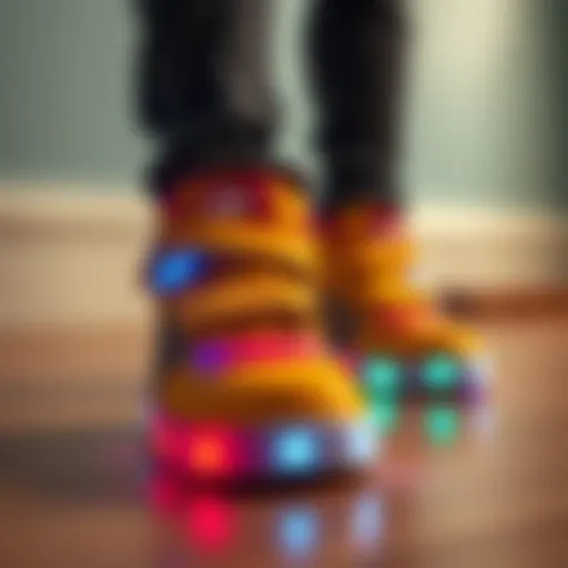 Brightly colored children's shoes with lights