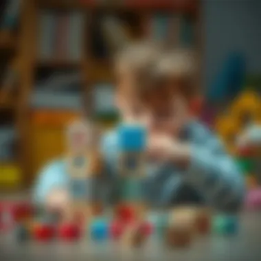 A child creatively stacking Bultak cubes