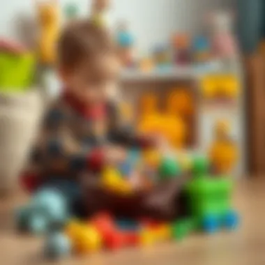 Child playing with toys from a well-organized bag