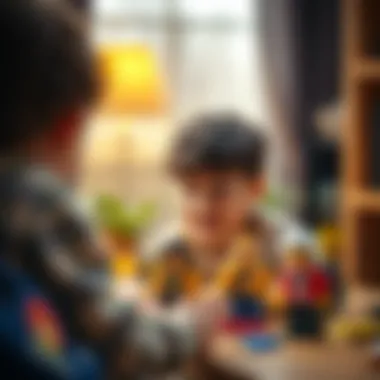 An engaging child playing with Roblox figures, demonstrating imagination.