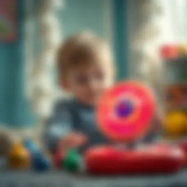 Child playing with light-up spinning toy