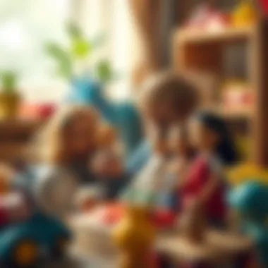 Child playing with toy dolls, enhancing imagination and creativity