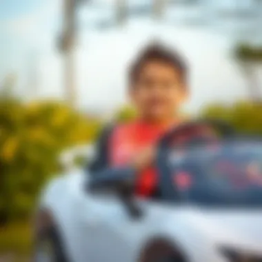 Child enjoying a ride in a white electric car