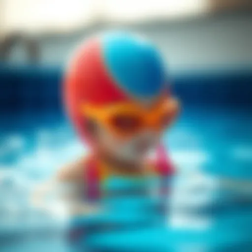 Stylish child swimming cap in bright colors